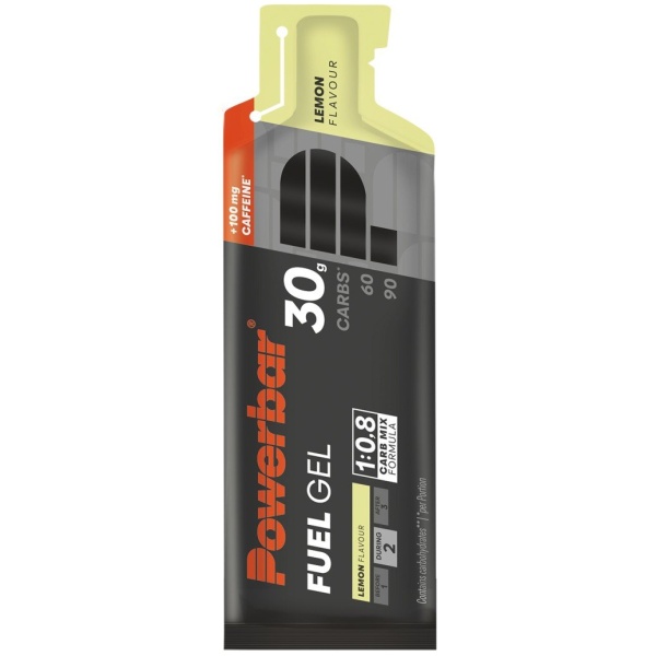 Powerbar Fuel gel 30 gr black line met caffeine.