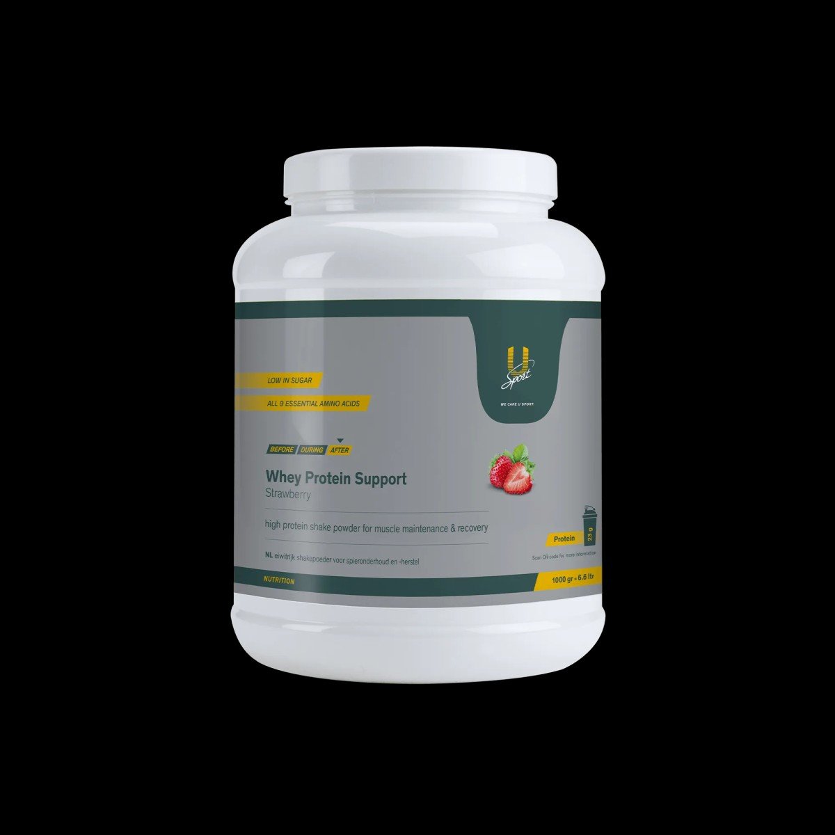 U-sport Whey Protein Support Strawberry 1000 g Groen